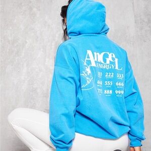 PrettyLittleThing Cobalt Blue Angel Energy Back Print Hoodie